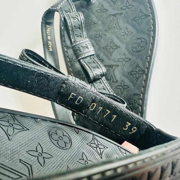 Louis Vuitton Black Rubber Ipanema Flat Thong Flip Flop Sandals Size 8.5/39 - Picture 5 of 8